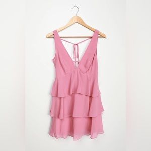 Pink ruffle dress from Lulu’s